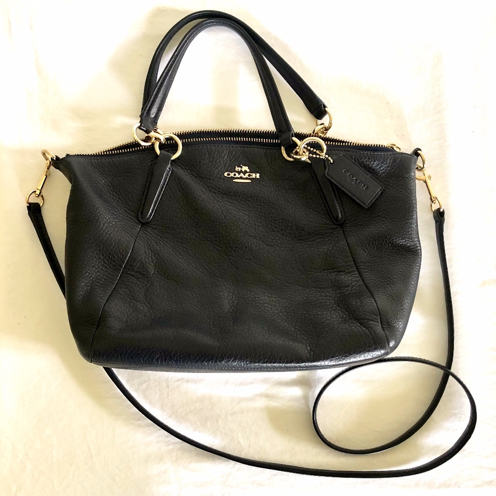 Coach Kelsey Satchel Navy Blue Pebble Leather